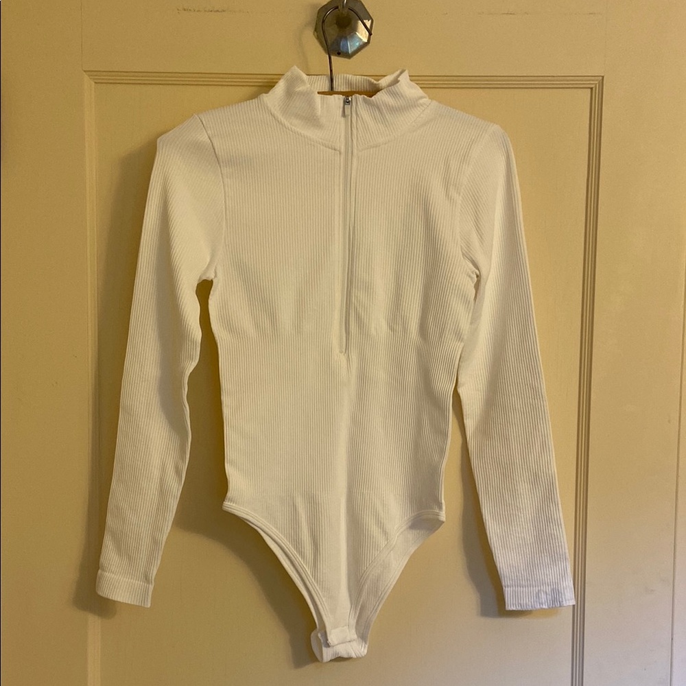 Women’s white spandex bodysuit